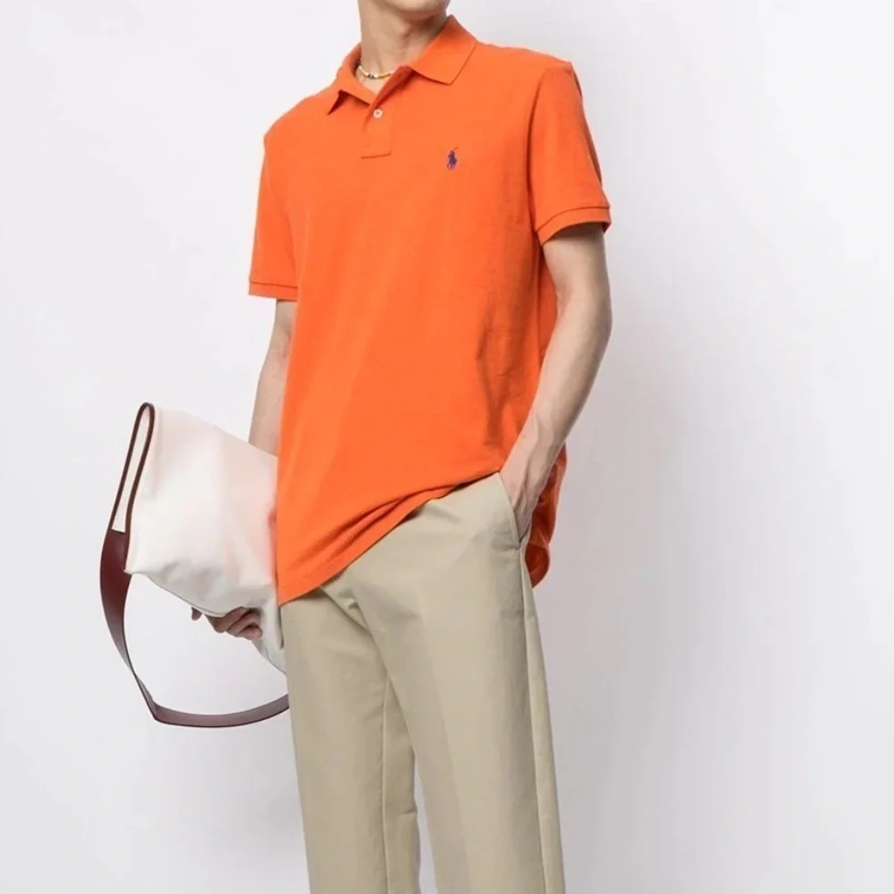 POLO Ralph Lauren orange 100% cotton classic‎ fit men’s polo shirt Sz L